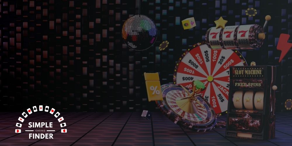 find online casinos with the highest payout ratio - image with several casino games depicted and the logo of simplecasinofinder.com
