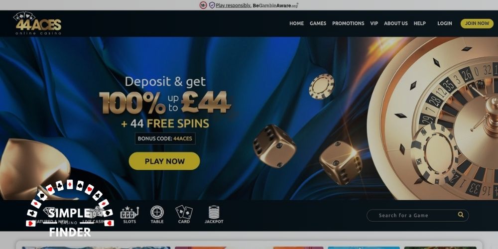 simple casino finder review 44 aces homepage screenshot 1